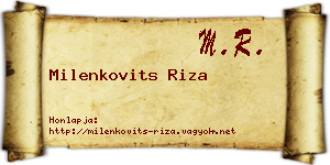 Milenkovits Riza névjegykártya